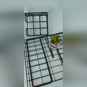 Under shelf storage organizer dark  brown and napkins holder  black 2pz